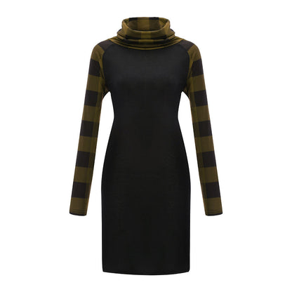 Check Print Panel Long Sleeve Dress