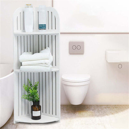 3 Tier Corner Bath Shelf Shower Caddy Storage Rack Unit Organiser Stand White UK ShopWithASmile.com