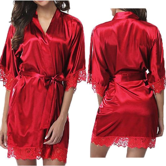 Sexy Faux Ice Silk Plus Size Nightgown ShopWithASmile7.com
