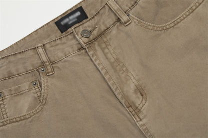 Washed Denim Straight-leg Trousers Men