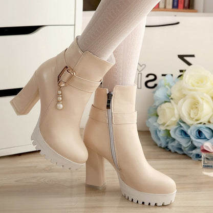 Women's Autumn And Winter High-heeled Martin Short Boots