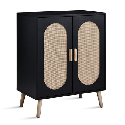 2-door Standing Cabinet Type With High Foot Oval Rattan Shoe Cabinet