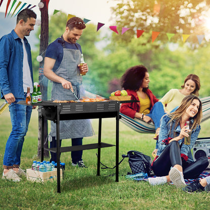 Adjustable, Foldable & Portable Outdoor Charcoal Grill with 2-in-1 Pan & Grate – Ideal for Backyard Barbecue, Camping & Travel