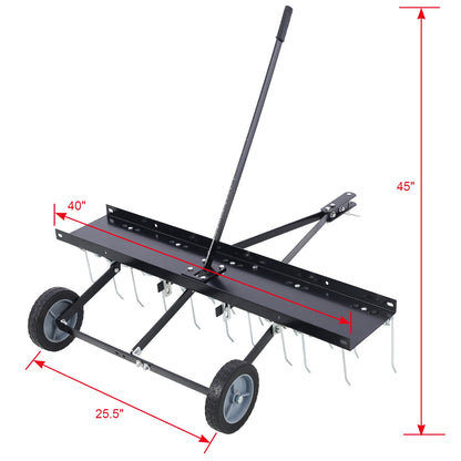 40-Inch Lawn Sweeper Tow Behind Dethatcher, Landscape Tractor Rake