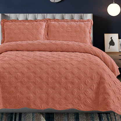 Velvet Embroidered Quilt Set - Orange ShopWithASmile7.com
