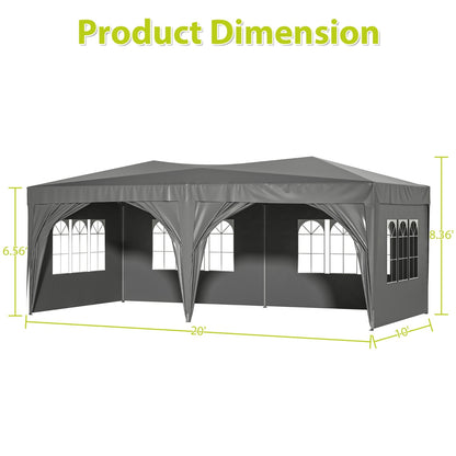 10'x20' EZ Pop Up Canopy Outdoor Portable Party Folding Tent With 6 Removable Sidewalls   Carry Bag