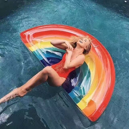 Cartoon rainbow inflatable floating exhaust cushion bed