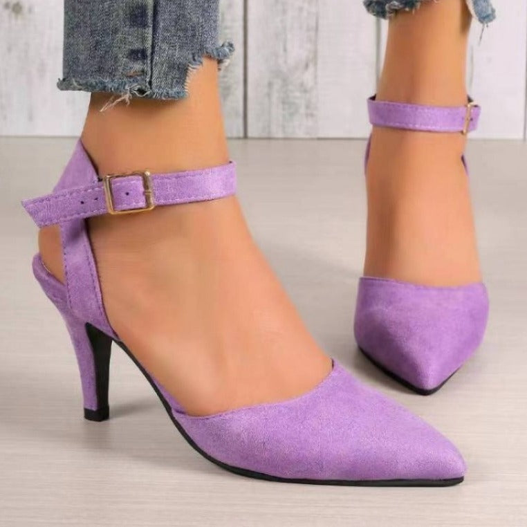 Pointed-toe Square Buckle Shoes High Heels Fashion ShopWithASmile7.com