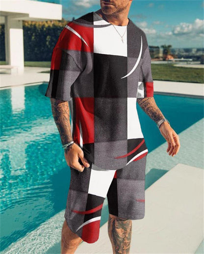 3D Digital Printing Men's Short Sleeve Beach Pants Set