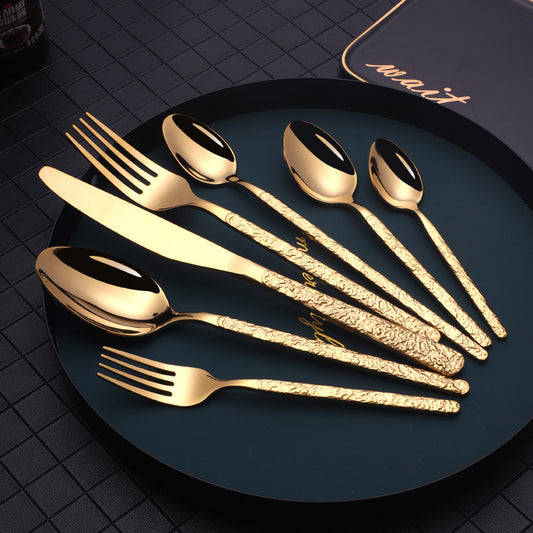 Embossed Textured Handle Steak Cutlery Western Cutlery ShopWithASmile7.com