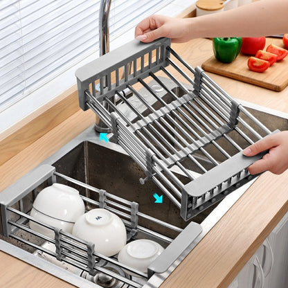 Kitchen Dish Rack Stainless Steel Retractable
