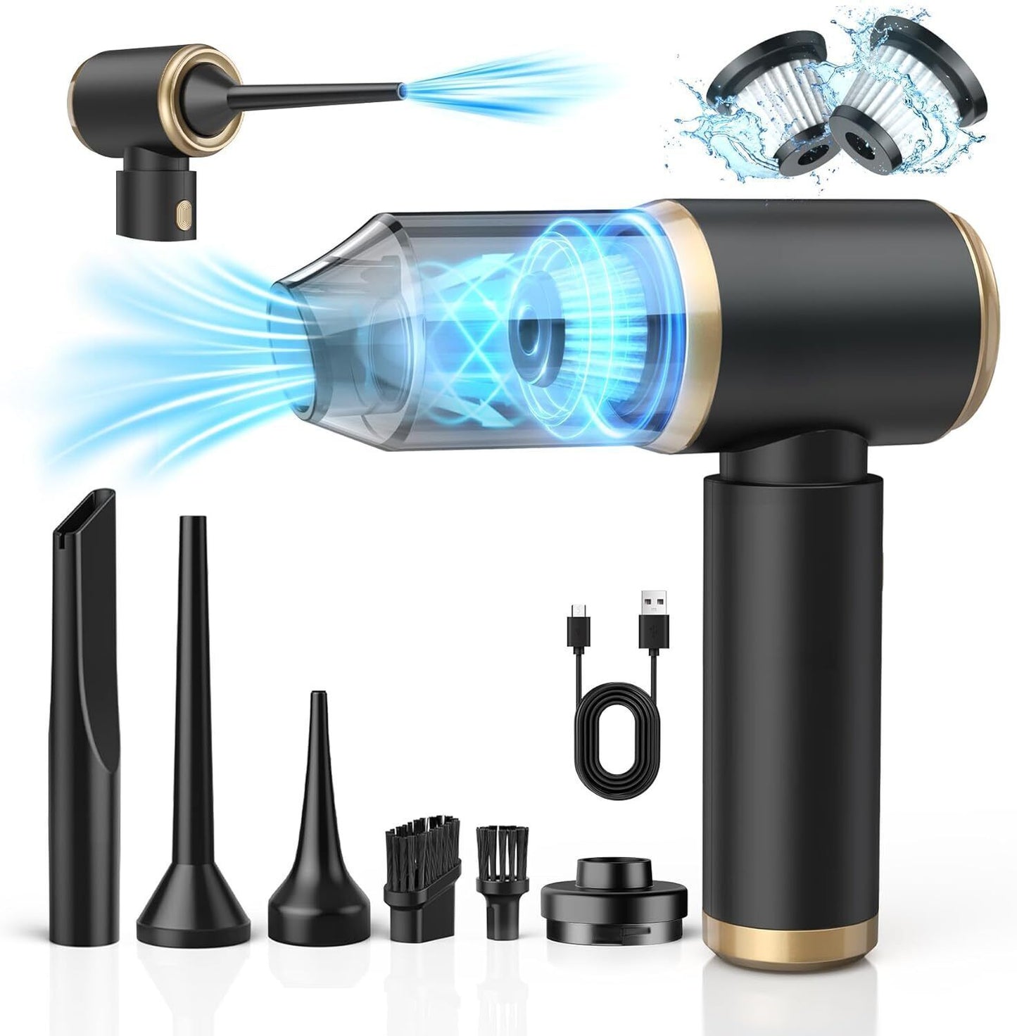Wireless Car Vacuum Cleaner Handheld Vaccum Powerful Suction USB Rechargeable