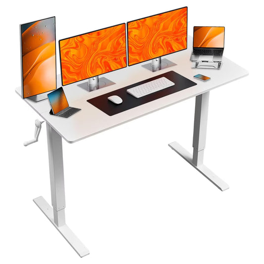 Hand-Crank Adjustable Office Desk Height Adjustable, With Flat Metal Legs Perfect For Home, Office, Gaming, Or Study Use ShopWithASmile7.com