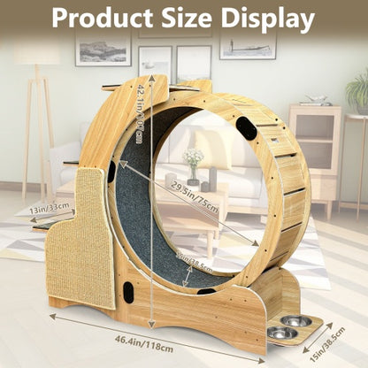 5-in-1 Cat Sports Running Wheel, Cats Wheel Wood Climbing Frame, Cat Litter Fitness Wheel, Oversized Roller Cat Indoor Activity Center,Large ShopWithASmile7.com