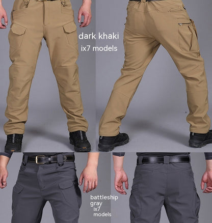 Autumn And Winter Outdoor Fleece-lined Tactical Pants Men