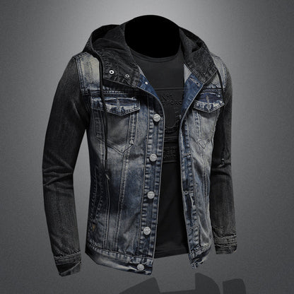 Men's Fashion Casual Slim-fit Hood Denim Jacket