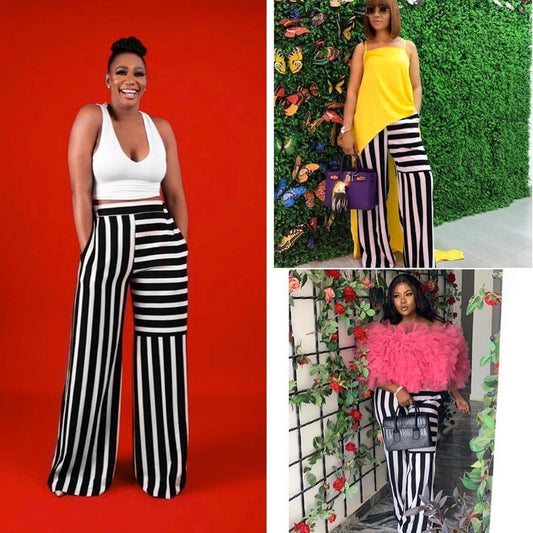 Women's Colorblock Striped Straight Wide Leg Lounge Pants