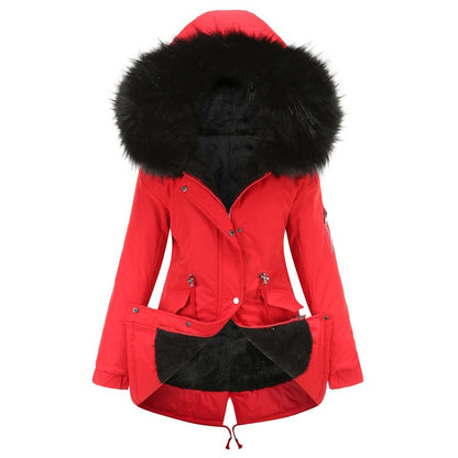 Parka Cotton-padded Coat Mid-length Hooded ShopWithASmile7.com