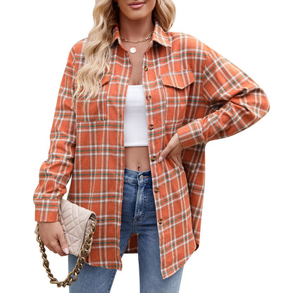 Trendy Loose-Fit Plaid Pocket Shirt for Women ShopWithASmile.com