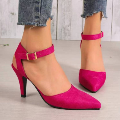 Pointed-toe Square Buckle Shoes High Heels Fashion ShopWithASmile7.com