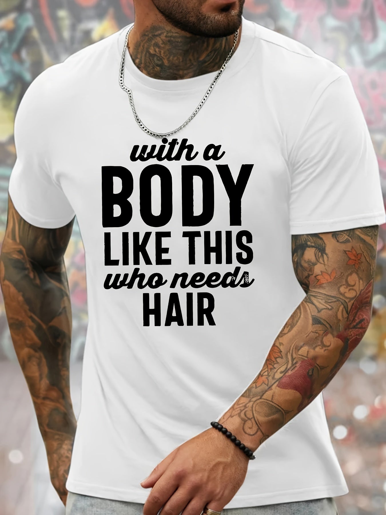 There Is Such A Body Men's Printed T-shirt, Casual Quick Drying Breathable T-shirt, Running Training Short Sleeved T-shirt