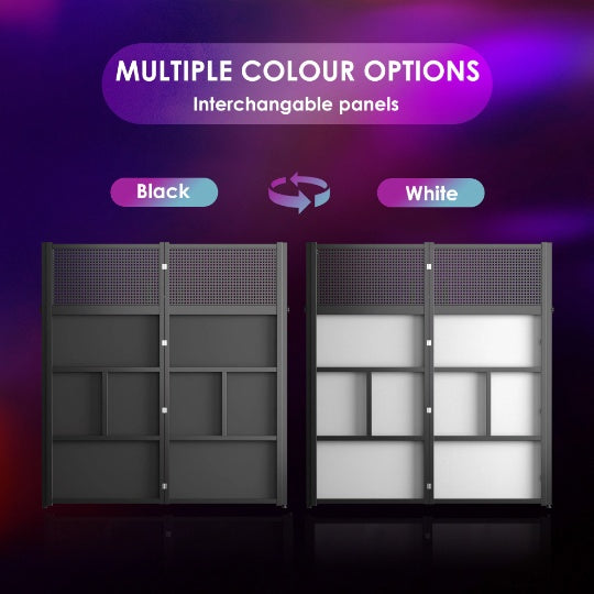 Portable DJ Facade Booth With Black And White Lighting Scrims ShopWithASmile7.com