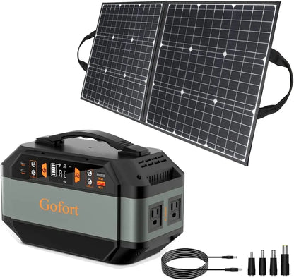 GOFORT 330W Portable Power Station;  299Wh Solar Generator Backup Power Compatible With 100W 18V Portable Solar Panel;  Foldable Solar Charger With USB;  18V DC;  QC 3.0 Output