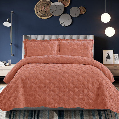 Velvet Embroidered Quilt Set - Orange ShopWithASmile7.com