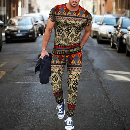 Fashion Sports Men Casual Short-sleeved T-shirt Trousers Suit