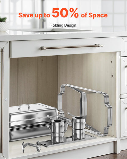 8 Qt 2 Pack Rectangle Chafing Dish Buffet Set Full Size Pan Stainless Steel