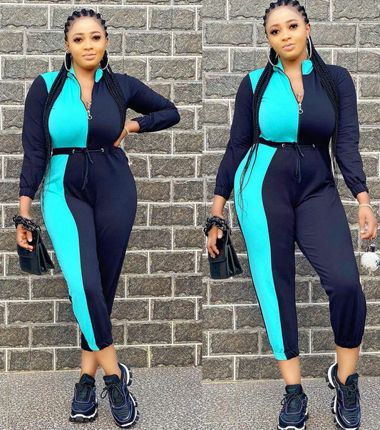 Women's Colorblock Long Sleeve Jumpsuit ShopWithASmile7.com