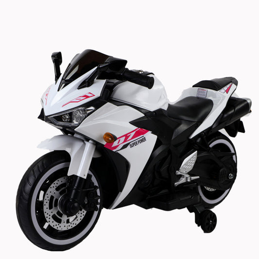 112V Electric Toy Motorcycle for Kids – Realistic Ride-On Bike with Manual Throttle, Lighting Wheels, and Music