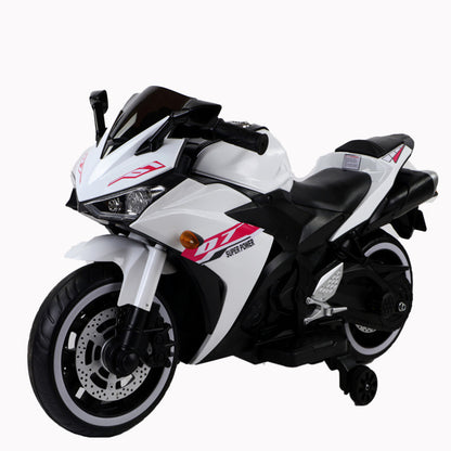 112V Electric Toy Motorcycle for Kids – Realistic Ride-On Bike with Manual Throttle, Lighting Wheels, and Music