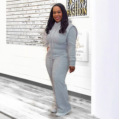 European And American Hooded Sweater Wide Leg Two-piece Set