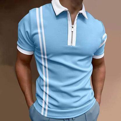 European And American New Men's Casual Short-sleeved Digital Printing Slim Pullover Men's Polo Shirt