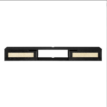 Modern Rattan-Door Floating TV Stand For TVs Up To 80 Inches