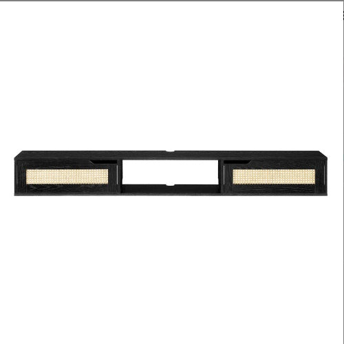 Modern Rattan-Door Floating TV Stand For TVs Up To 80 Inches