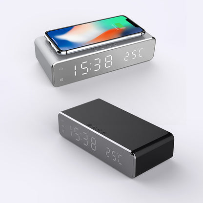 LED Electric Alarm Clock With Wireless Charger Desktop Digital Despertador Thermometer Clock HD Mirror Clock Watch Table Decor My Store