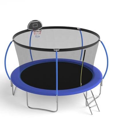 14 FT Pumpkin-Style Trampoline with Basketball Hoop – Heavy-Duty Design, Safe & Fun for Kids