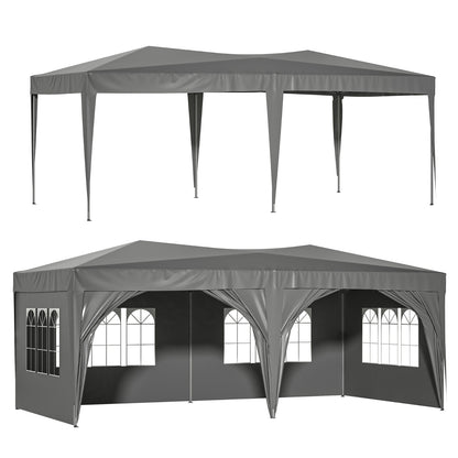 10'x20' EZ Pop Up Canopy Outdoor Portable Party Folding Tent With 6 Removable Sidewalls   Carry Bag