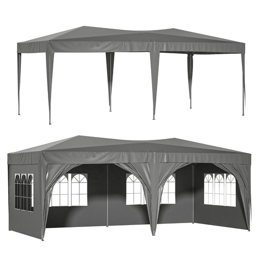 10'x20' EZ Pop Up Canopy Outdoor Portable Party Folding Tent With 6 Removable Sidewalls   Carry Bag