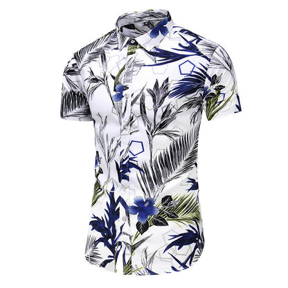 Men's Plus Size Printed Short-Sleeved Shirt