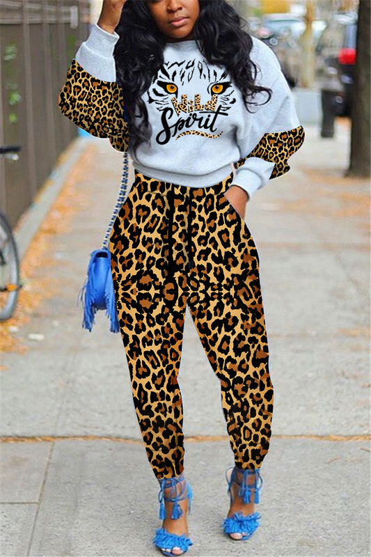 Leopard print two-piece suit ShopWithASmile7.com