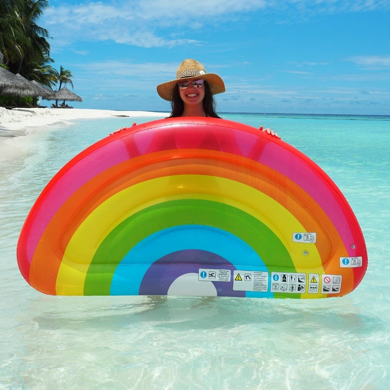 Cartoon rainbow inflatable floating exhaust cushion bed