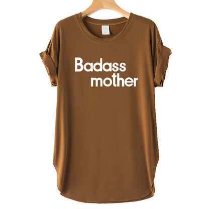 Letter Print Badass Mother Short Sleeve T-Shirt