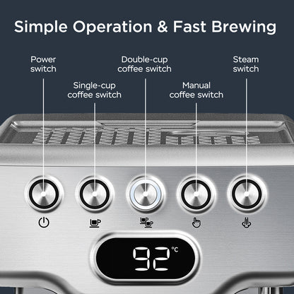 Geek Chef Espresso Machine, 20 Bar Espresso Machine With Milk Frother For Latte, Cappuccino, Macchiato, For Home Espresso Maker, 1.8L Water Tank, Stainless Steel, Ban On Amazon ShopWithASmile.com