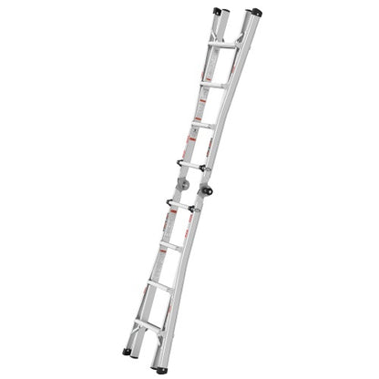 17ft Multi-Position Foldable Aluminum Ladder, A-Frame And Straight Ladder, ANSI 250lbs