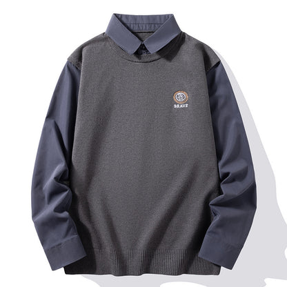 Men's Fashion Casual Shirt Collar Bottoming Sweater