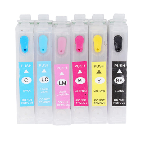 6-Color Refillable Ink Cartridge Set with Permanent Chip for Printer T0791 T0792 T0793 T0794 T0795 T0796 ShopWithASmile.com
