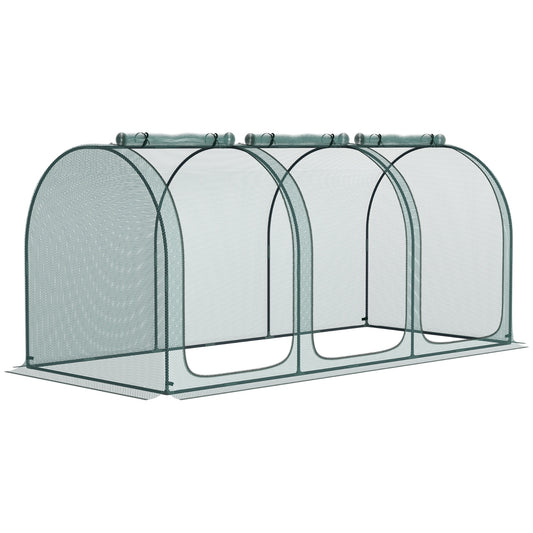 Outsunny 9' X 4' Crop Cage, Plant Protection Tent With Three Zippered Doors, Storage Bag And 6 Groun